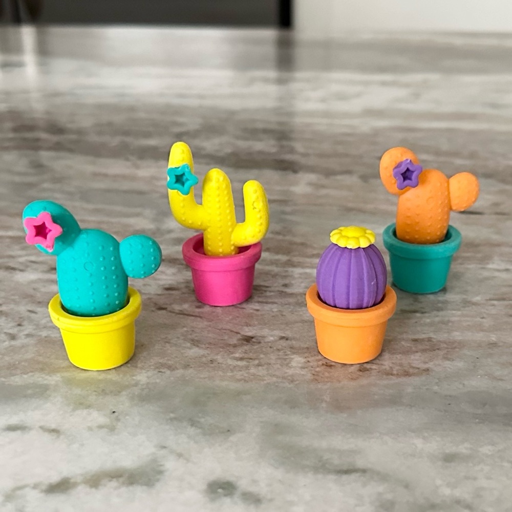 Cactus Eraser Set - Desk Accessories / Home Office / School Supplies